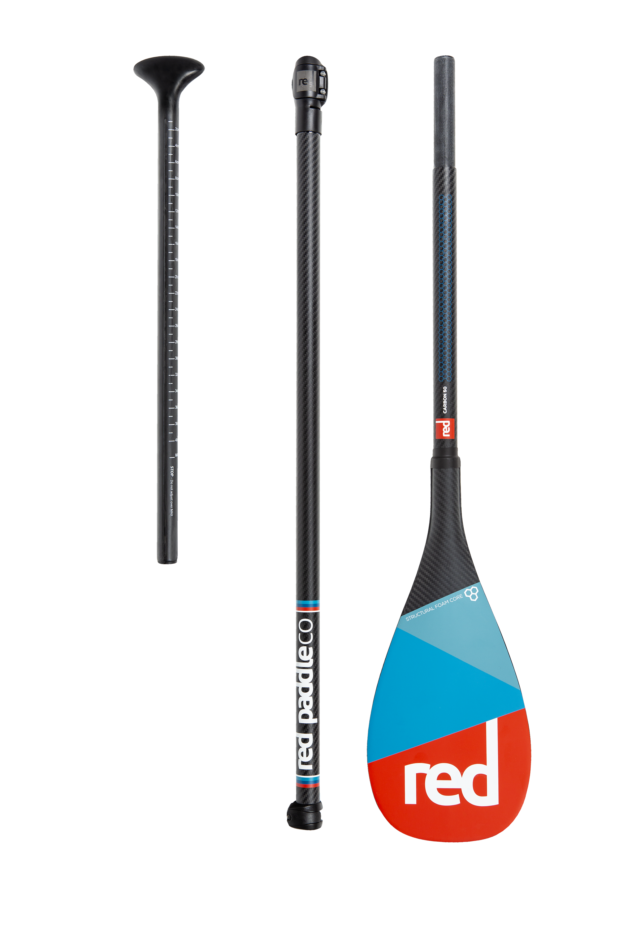 Red Paddle Co Carbon 50 3PC Adjustable SUP Paddle Red River Paddle Inc